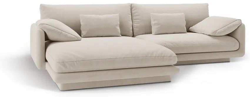 Colțar alb cu tapițerie din catifea (cu colț pe partea stângă /cu șezlong) Torino – Micadoni