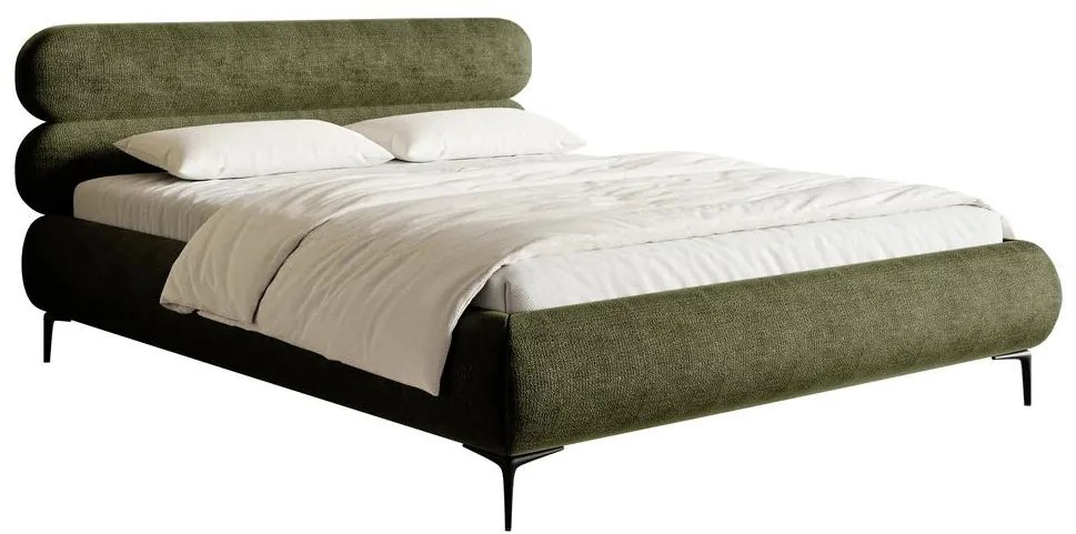 Pat matrimonial 160 cm Rirri 160 (cu somieră) (cu sp. depozitare) (măslin + negru). 1099847