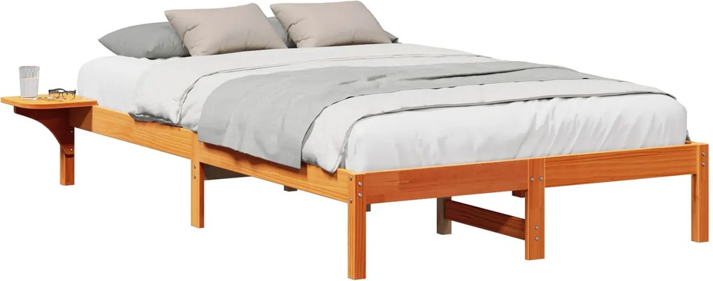 vidaXL Cadru de pat Maroniu cerat 140 x 190 cm Lemn de pin masiv