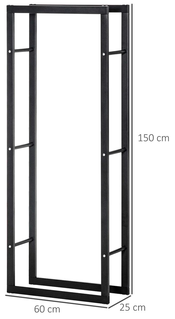 Raft Lemne pentru Casa si Gradina Greutate maxima 100kg Negru, Modern și elegant 60x25x150cm HOMCOM | Aosom Romania