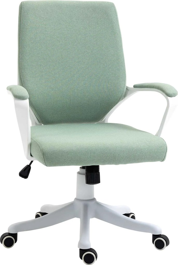 Vinsetto Scaun de birou Scaun de birou cu suport lombar ergonomic reglabil in inaltime gros captusit ergonomica roti pivotante 360° Poliester Nylon PP Verde+Alb 62x69x92-100 cm | Aosom Romania