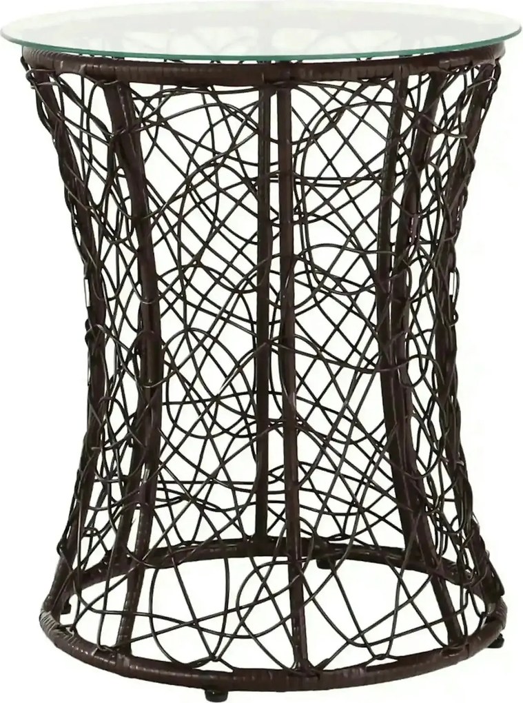 Masa gradina SALMAR NEW, transparent/negru, sticla securizata/rachita