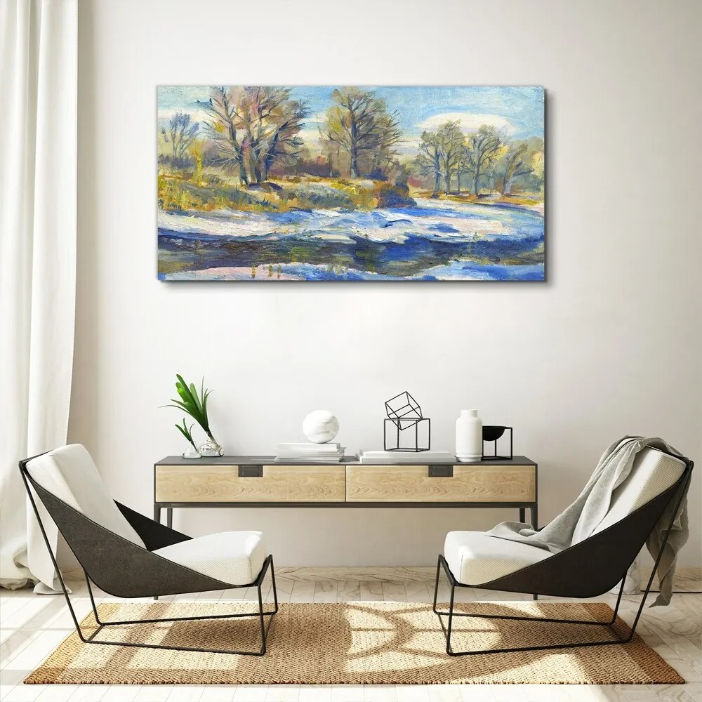 Tablou canvas Iarna Zăpadă Pădure Natura