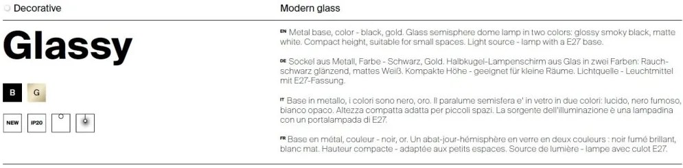 Plafoniera stil minimalist modern Glassy negru/fumuriu