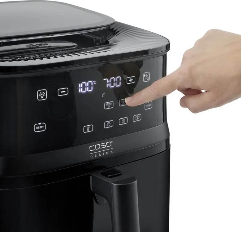 Friteuza cu aer cald si abur Caso AirFry & Steam 700, 1700 W, 7 l, 10 programe, 60-200°C, Timer, Fereastra, Alarma, Negru