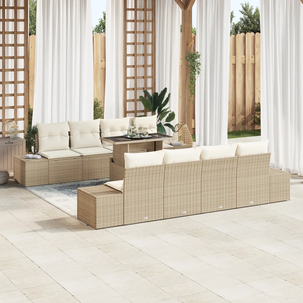 vidaXL Set de canapele pentru grădină cu pernă 7 pcs bej și crem