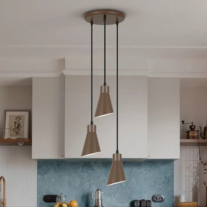 Lustra cu 3 pendule din metal maro inchis satinat Bera