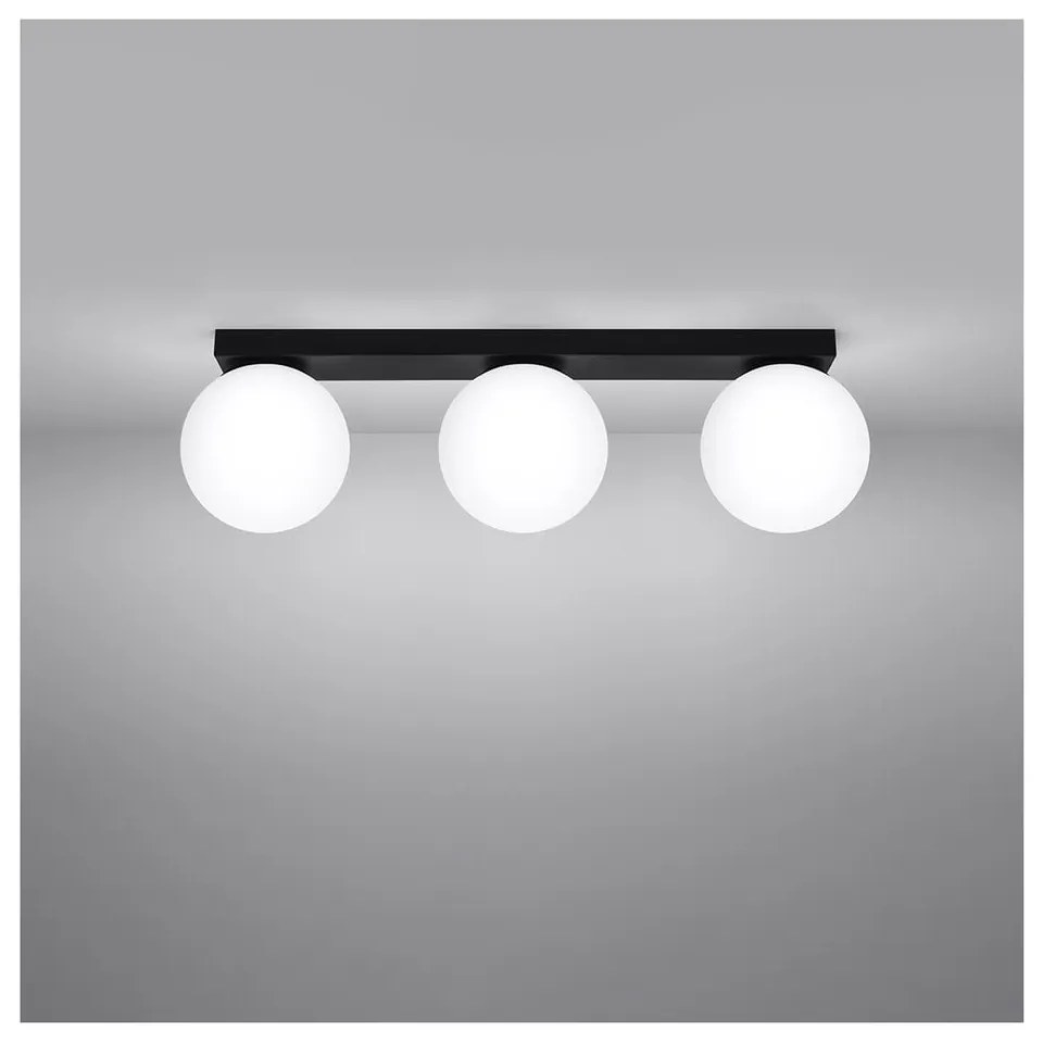 Plafonieră neagră cu abajur din sticlă ø 12 cm Umerta – Sollux