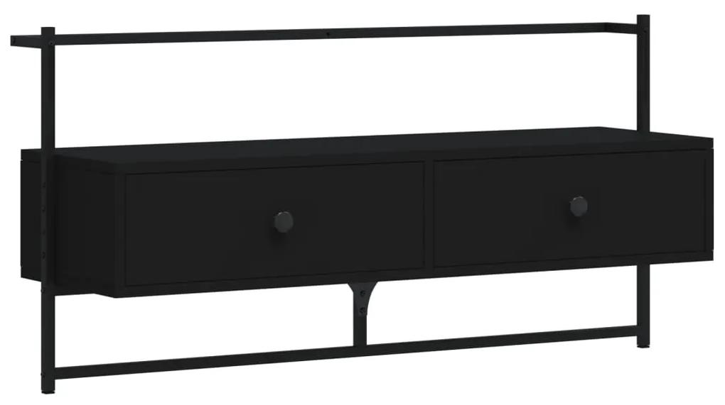 833458 vidaXL Dulap TV montat pe perete negru, 100,5x30x51 cm, lemn prelucrat