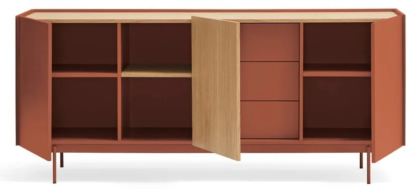 Comodă cărămiziu-natural joasă cu aspect de lemn de stejar 180x78 cm Otto – Teulat