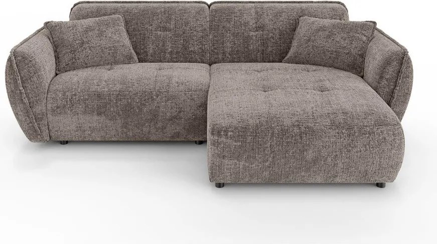 Colțar taupe cu tapițerie din chenille (cu colț pe partea dreaptă/cu șezlong) Nelia – Ropez