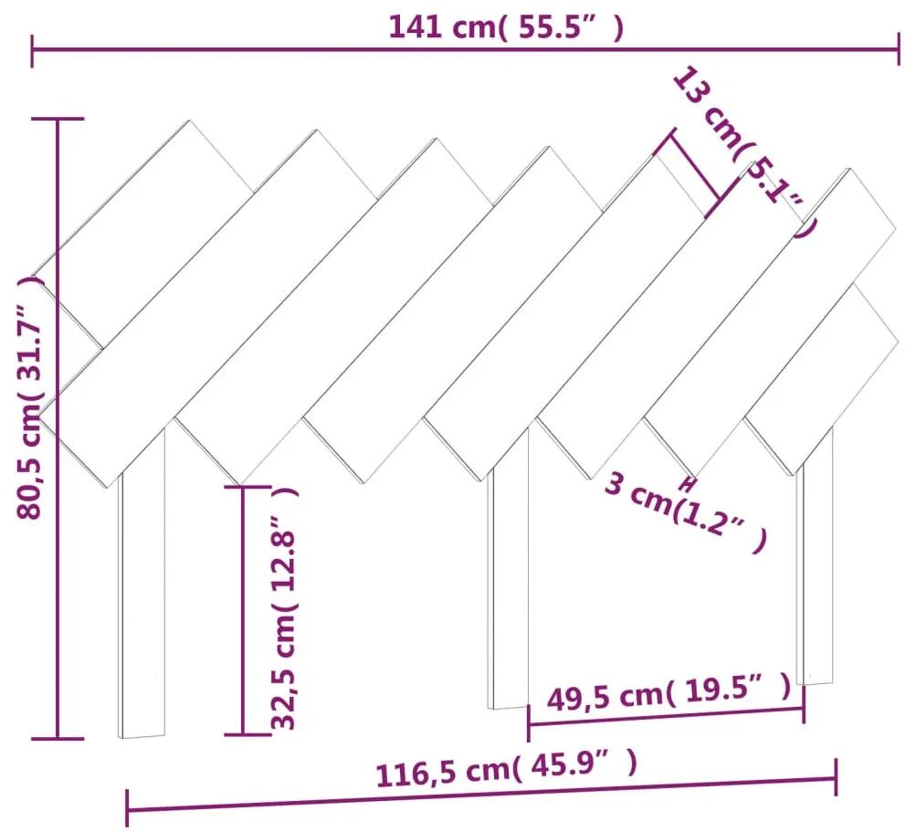 Tablie de pat, alb, 141x3x80,5 cm, lemn masiv de pin Alb, 141 x 3 x 80.5 cm, 1