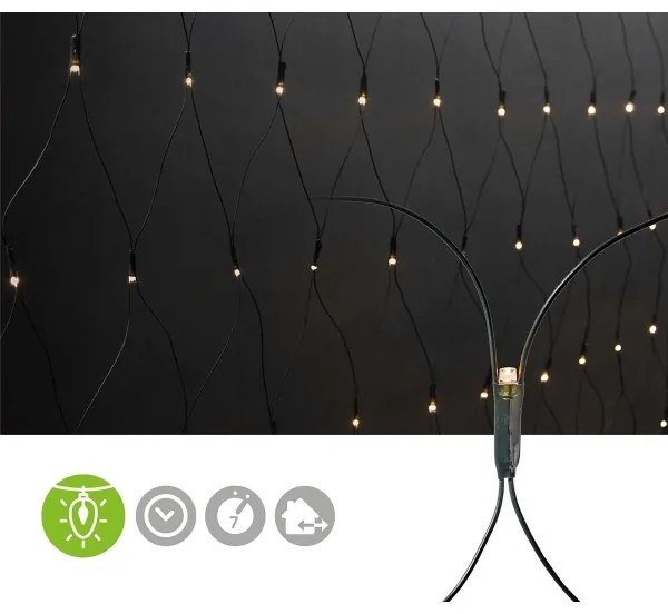 Nedis Perdea luminoasă LED CLLN160 - 160 LED, 7 funcții, 5 m, IP44, alb cald