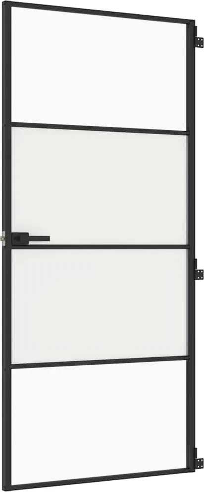 vidaXL Ușă de interior negru 93x201,5 cm sticlă securiz./aluminiu slim