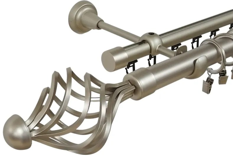 Galerie dubla navona , teava neteda si profil,grosime 25 si 19mm, crom mat (Alege marime: 120 cm)