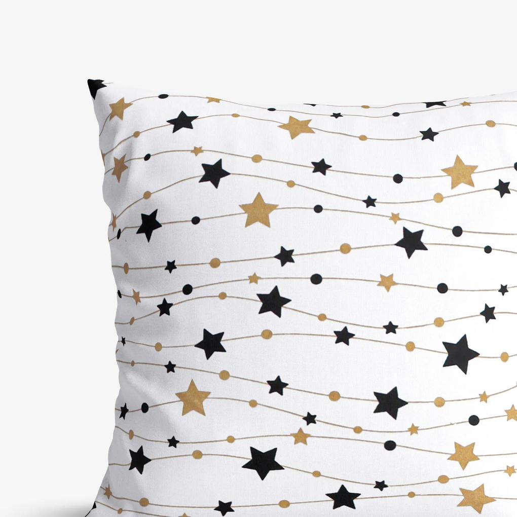 Goldea față de pernă 100% bumbac - steluțe aurii și negre pe alb 40 x 60 cm