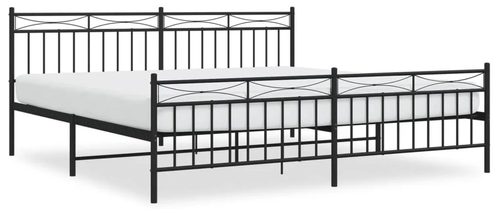 373716 vidaXL Cadru pat metalic cu tăblii de cap/picioare, negru, 200x200 cm