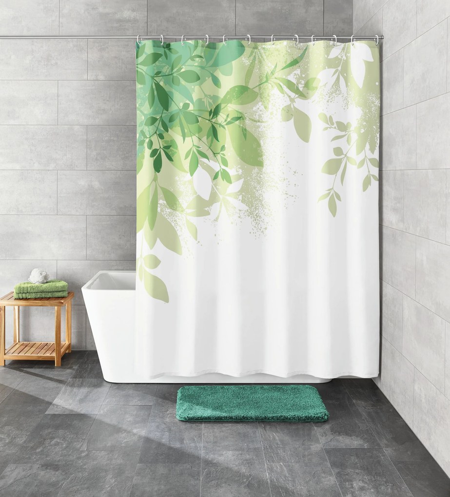 Kleine Wolke Floresta perdea de duș 200x120 cm alb-verde 5912600238