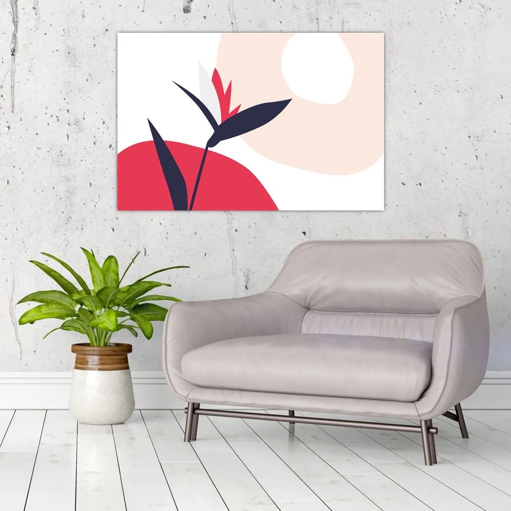Tablou - Abstracție florală roz N⁰1 (90x60 cm)