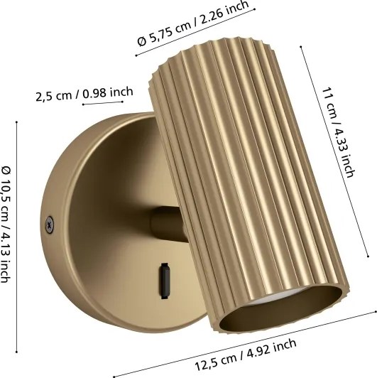 Eglo 902033 - Aplica de perete PORTILLO, spot 1xGU10/5W/230V, aurie