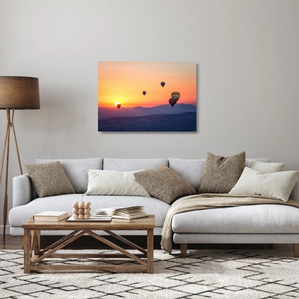 Tablou pe sticlă cu baloane de aer cald (70x50 cm)