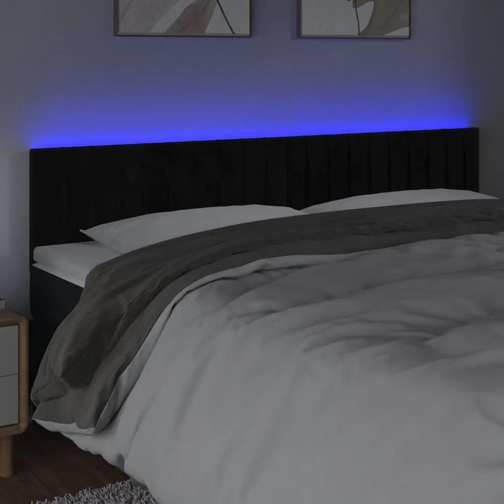 Tablie de pat cu LED, negru, 180x5x78 88 cm, catifea 1, Negru, 180 x 5 x 78 88 cm