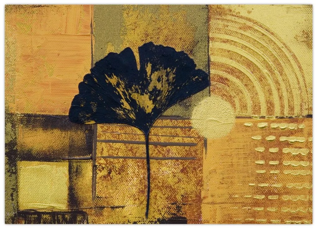 Tablou pe sticlă - Frunza ginkgo (70x50 cm)