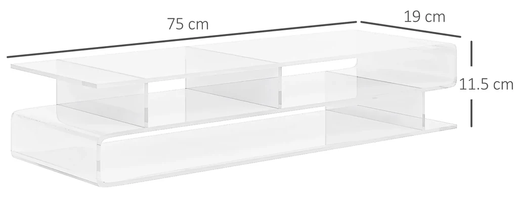 HOMCOM Suport Monitor Acrilic cu Spațiu pentru Tastatură, Organizator Birou Multifuncțional, Transparent, 50.8x19x12 cm | Aosom Romania