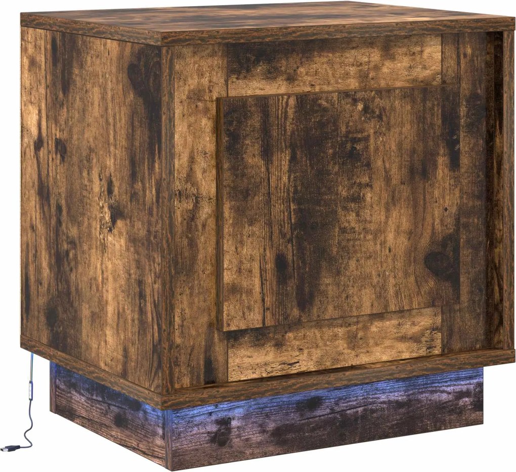 vidaXL Dulap de noapte Stejar fumuriu 44 x 34,5 x 45 cm Lemn compozit