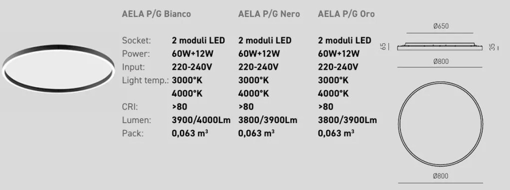 Plafoniera LED design slim AELA 80cm, auriu, alb sau negru