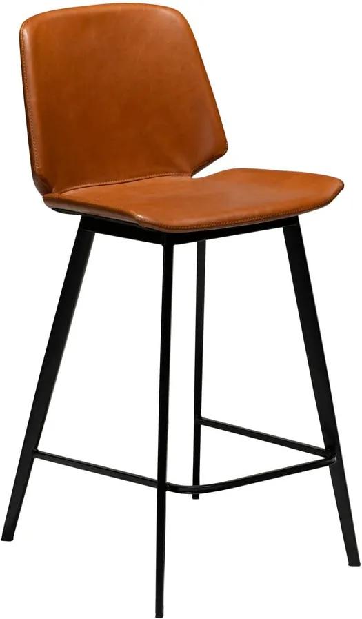 Scaun bar din piele ecologică DAN–FORM Denmark Swing, maro coniac, înălțime 94 cm