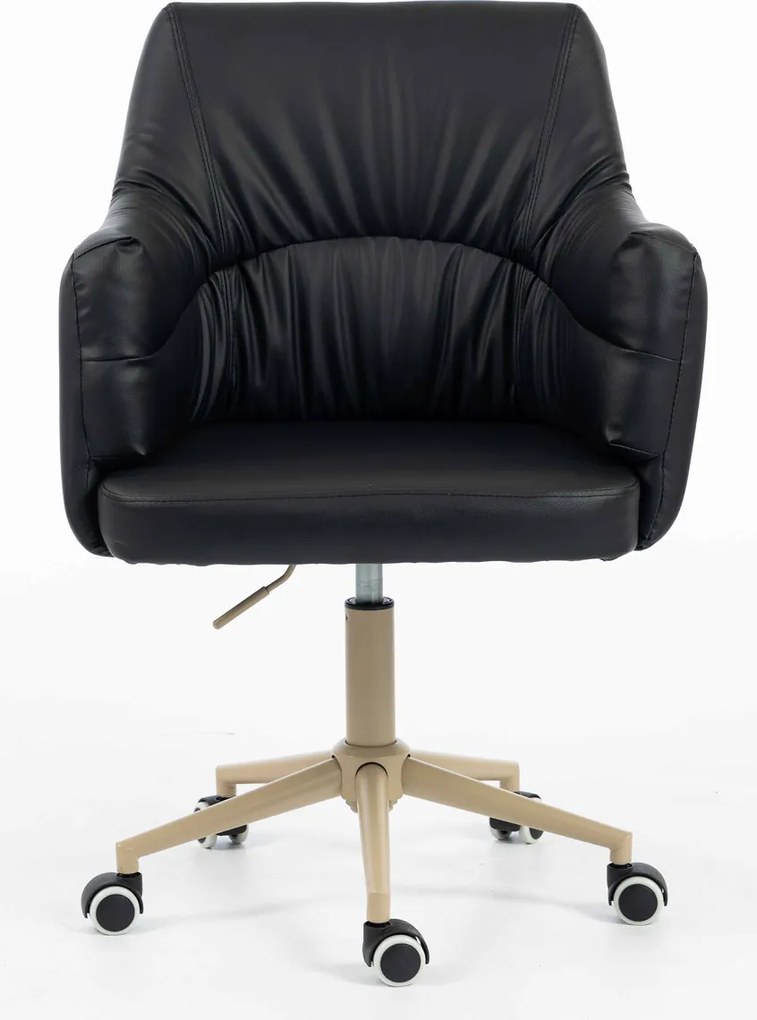 HR840K Scaun Negru Piele Ecologica cu Bază Crem