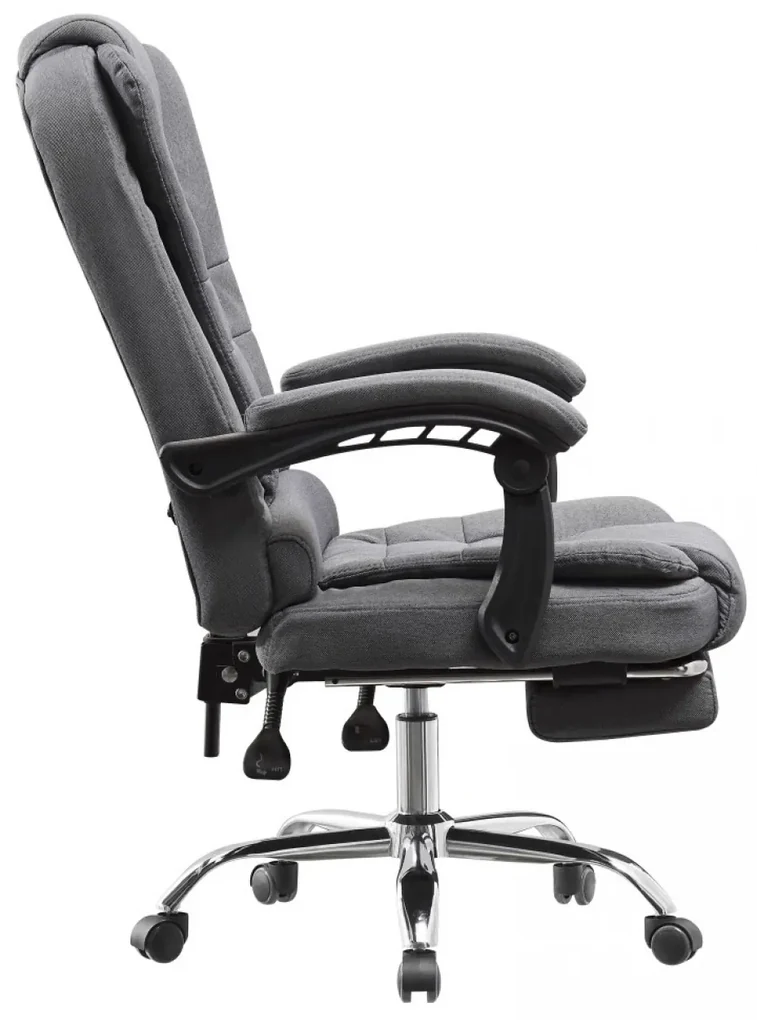Scaun directorial, suport picioare, reglabil, Material textil, Gri