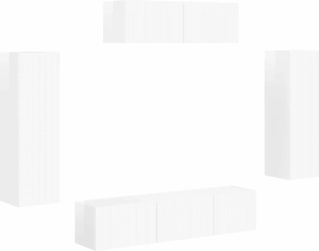 vidaXL Cabinet TV 5 pcs Alb lucios