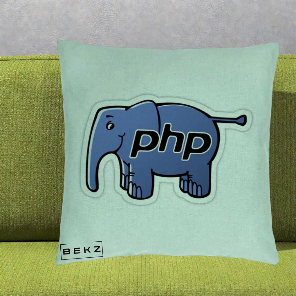 Perna Personalizata PHP Elephant, 40x40 cm, Verde Menta, Husa Detasabila, Perna Inclusa, BEKZ®