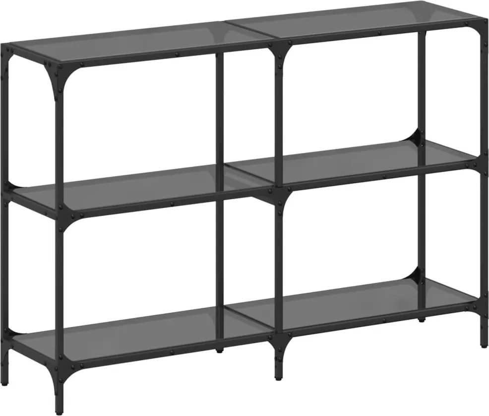 vidaXL Măsuță de cafea, blat din sticlă negră, 118,5x30x81 cm, oțel