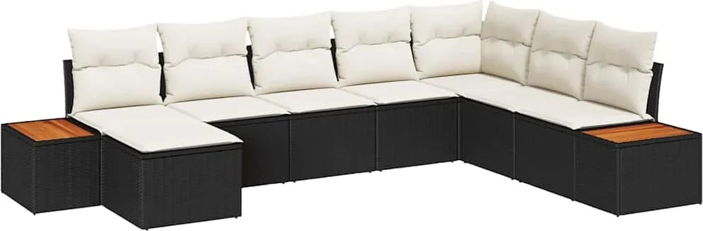 vidaXL Set de canapele pentru grădină cu pernă 8 pcs Negru Rattan poli