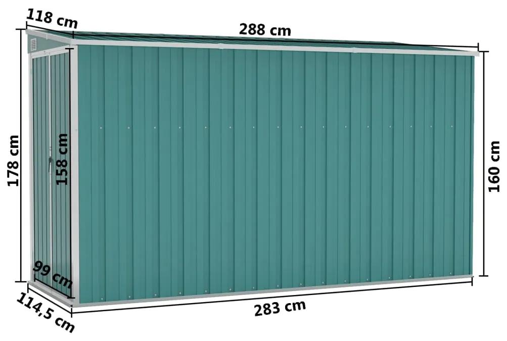 Sopron gradina montaj perete verde 118x288x178 cm otel zincat Verde, 118 x 288 x 178 cm