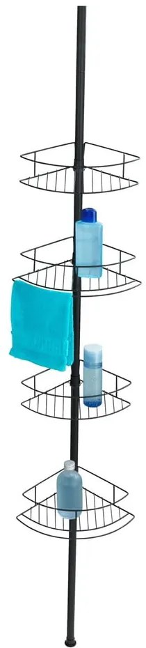 Raft telescopic de colț pentru cabina de duș Wenko Dolcedo, 23 x 31 cm, negru