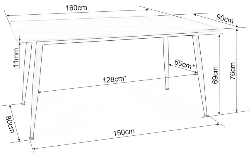 Masa de bucaterie Rion 160 x 90 cm, marmura/negru