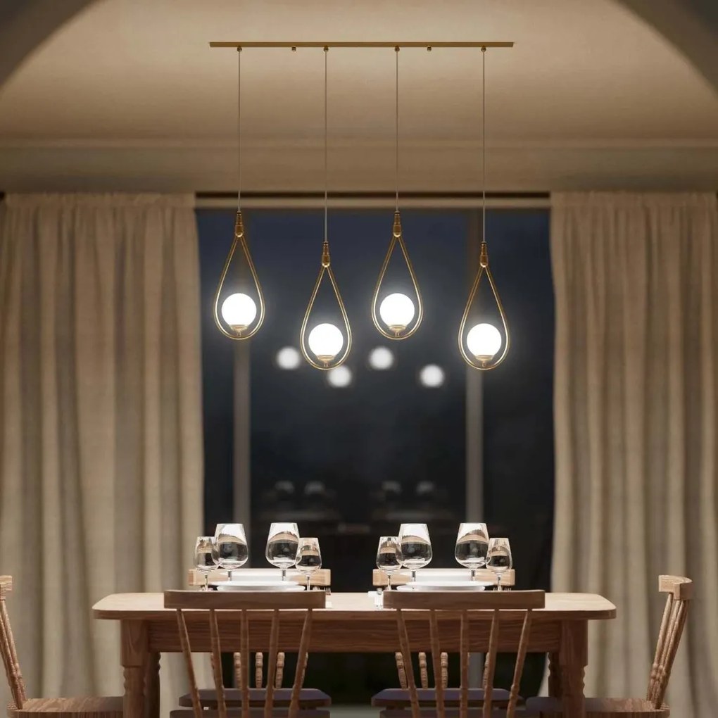 Lustra din alama cu 4 pendule in forma de lacrima Iside