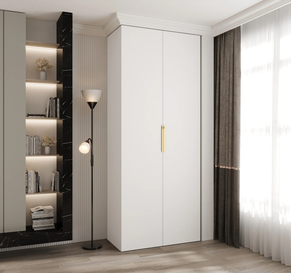 Dulap de haine 100 cm Carmela 40-4 (alb + Auriu). 1126634