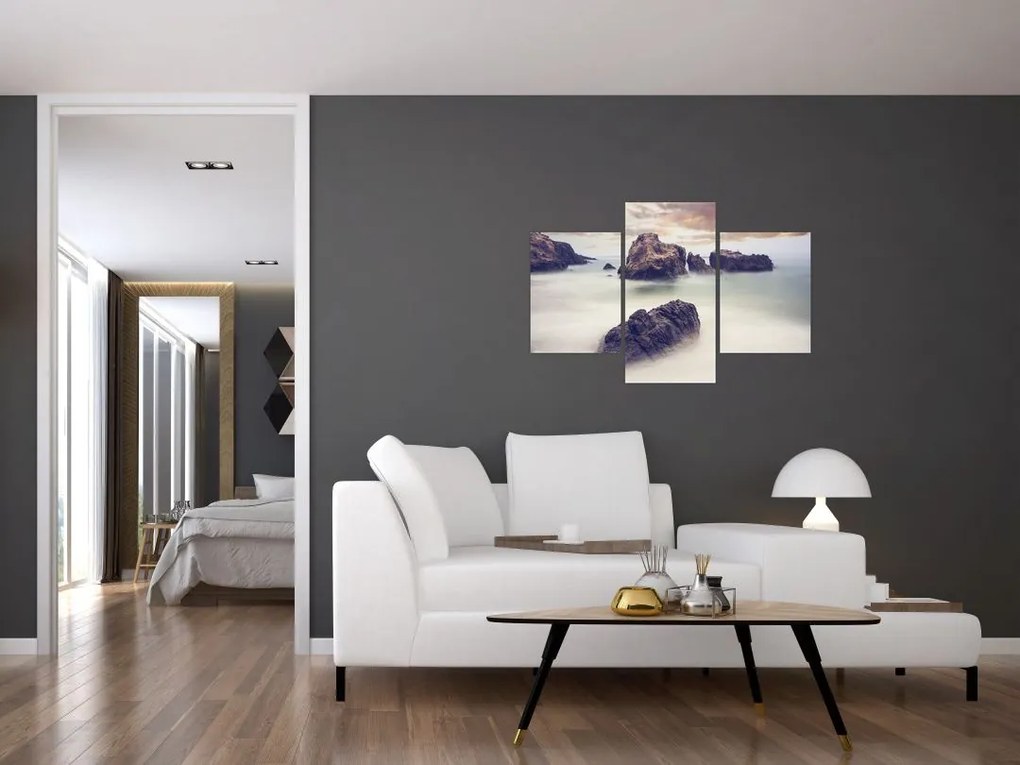 Tablou cu stânci în ceață (90x60 cm)