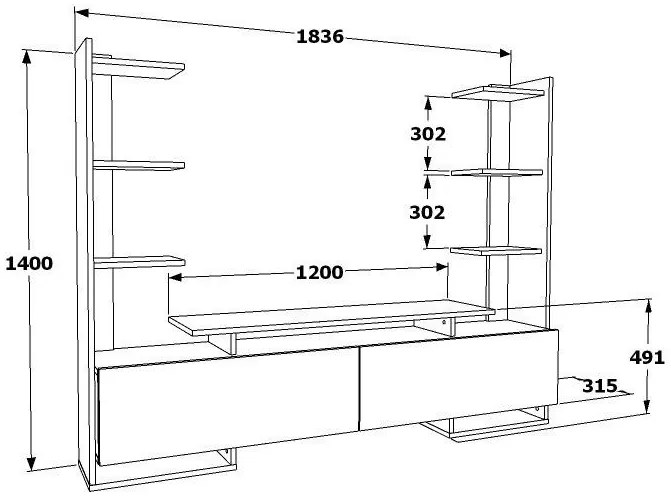 Mobilier living Avianne (alb + stejar). 1101399