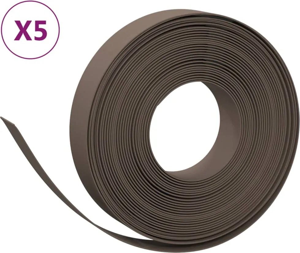 vidaXL Borduri de grădină, 5 buc, maro, 10 m 10 cm, polietilenă