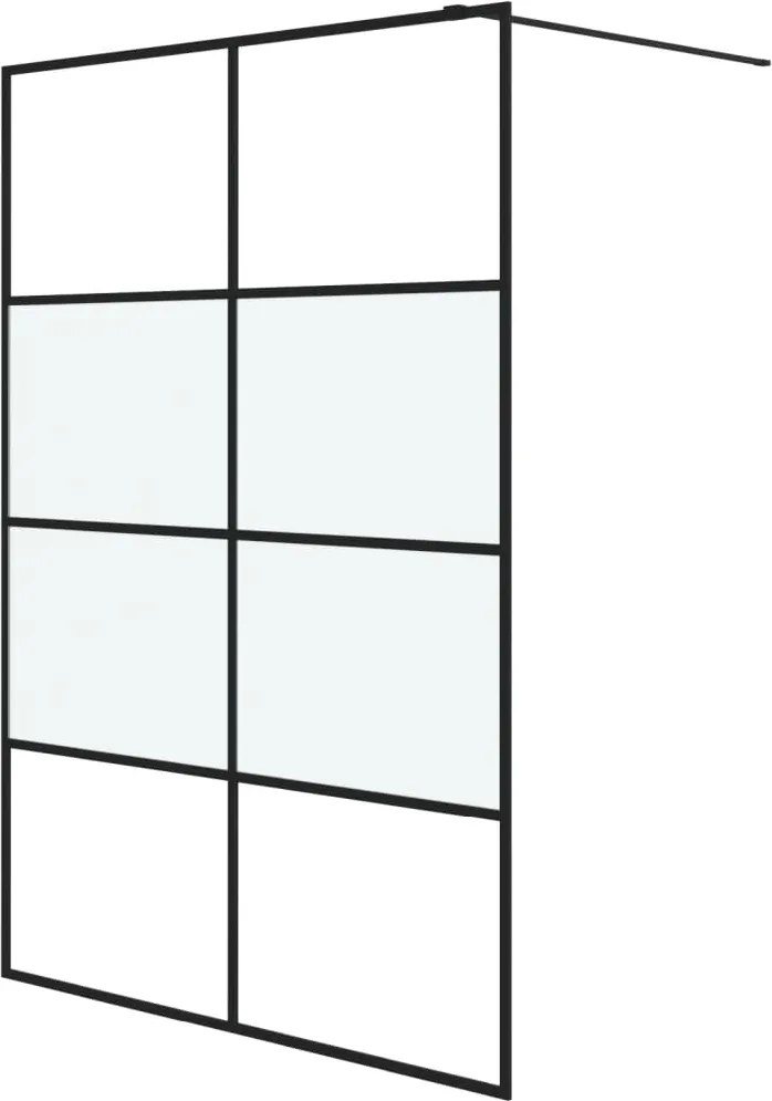 vidaXL Perete cabină duș walk-in negru 140x195 cm sticlă ESG semi-mată