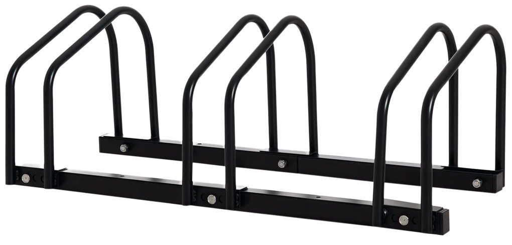 HOMCOM Suport pentru 3 biciclete, depozitare pneuri de 65 mm pe sol sau pe perete, 76 x 33 x 27 cm oțel negru | Aosom Romania