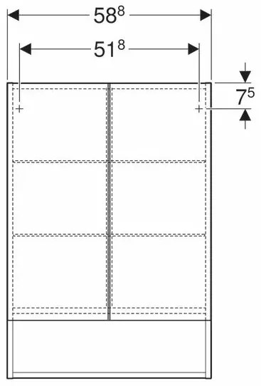 Dulap cu oglinda suspendat Geberit Selnova Square nuc 2 usi 59 cm