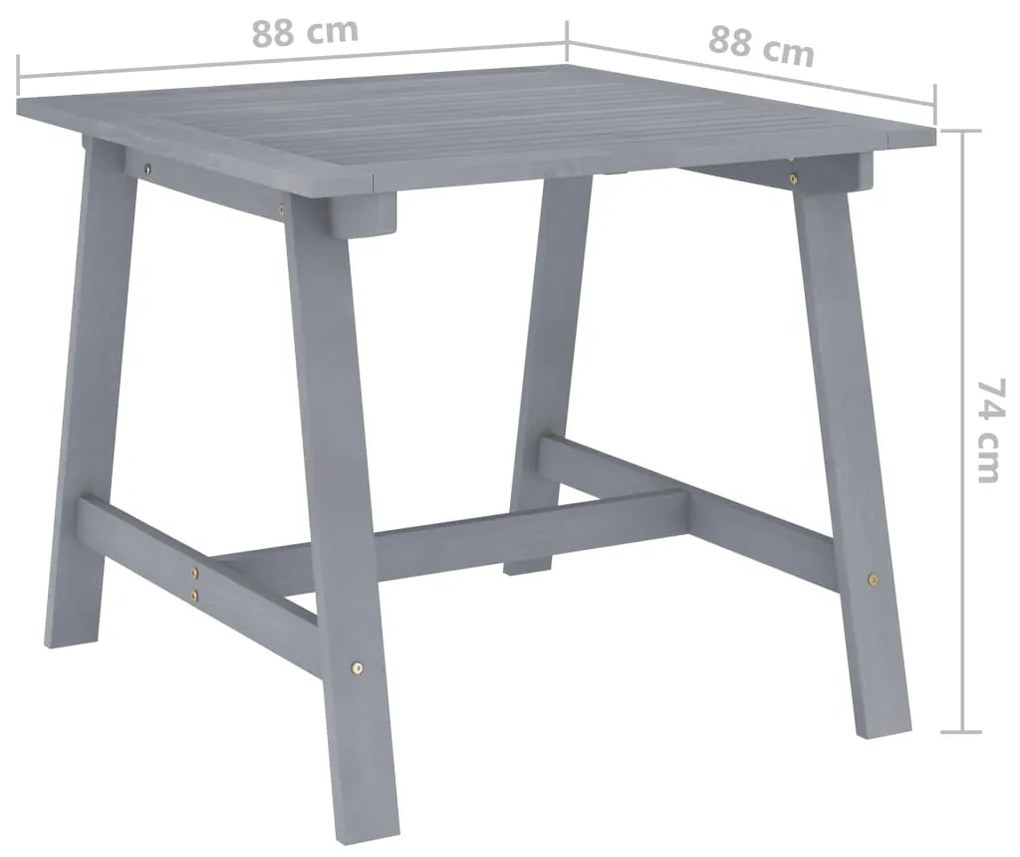 Masa de gradina, gri, 88 x 88 x 74 cm, lemn masiv de acacia 1, Gri, 88  x  88  x  74 cm