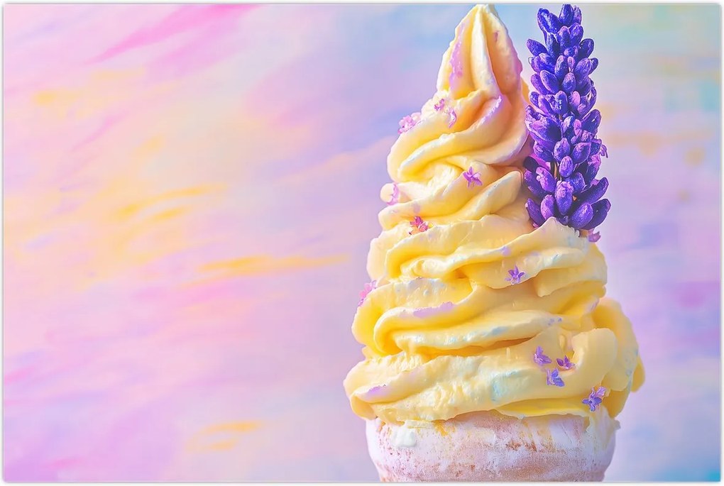 Tablou - Înghețată cu lavandă (90x60 cm)